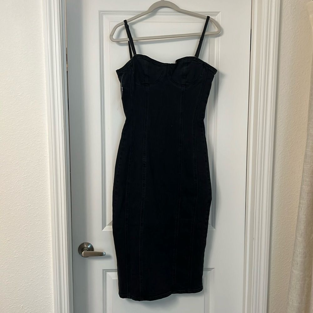 Black Denim Forum midi dress